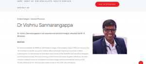 Dr Vishnu Sannarangappa, endocrinologist in brisbane